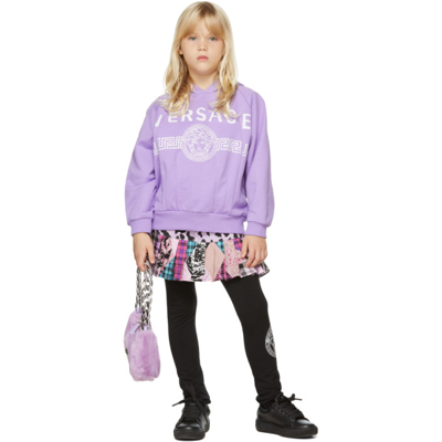 Versace Kids Purple Leopard Skirt In 2l290 Lilacblack+mul