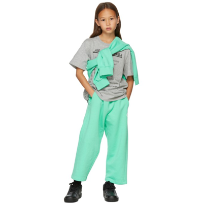 Mm6 Maison Margiela Kids Green Wide Leg Lounge Pants In M6502 Turquoise