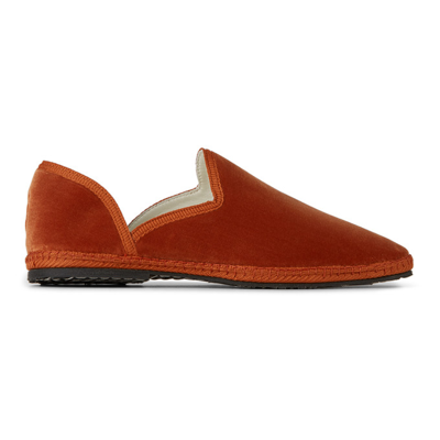 The Row Kids' Friulane Velvet Loafers In Burnt Orange