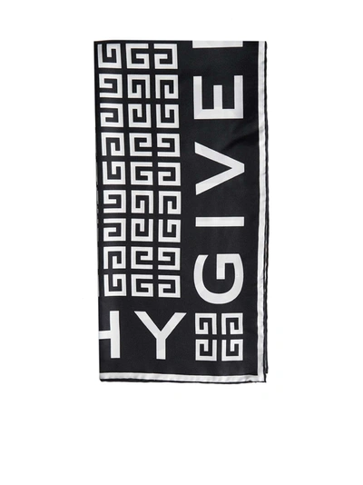 Givenchy 4g Logo Silk Scarf In Black