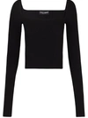 Dolce & Gabbana Ribbed-knit Square-neck Jumper In Black
