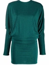 Alexandre Vauthier Wide-shoulder Knitted Dress In Green