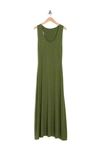 West Kei Solid Racerback Maxi Dress In Olive