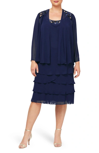 Slny Layered Sequin Dress & Jacket In Sap