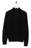 Amicale Cashmere Quarter Zip Pullover W/ Piping In 001blk