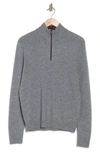 Amicale Cashmere Quarter Zip Pullover W/ Piping In 020gry