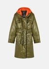 Versace Hooded Puffer Coat In Green