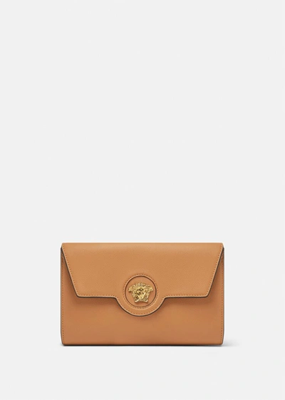 Versace La Medusa Long Wallet In Caramel