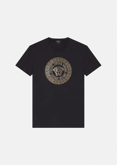 Versace Medusa Crystal T-shirt In Black