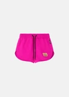 Versace Shorts With Greek Logo Patch In Fuchsia