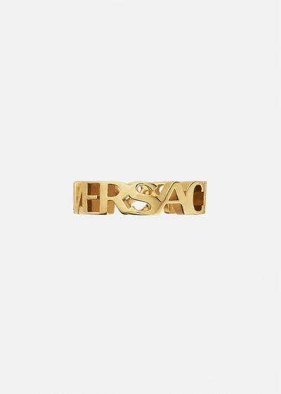 Versace Logo Ring In Gold