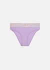 Versace Greca Border Bikini Briefs In Violet