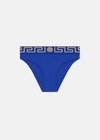 Versace Greca Border Bikini Briefs In Royal Blue