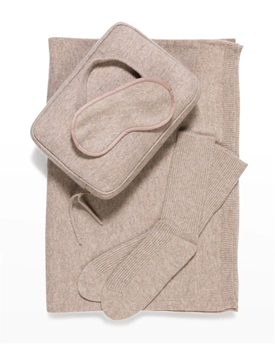 Sofia Cashmere Cashmere Cable-knit Travel Set In 283oat
