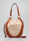 Ulla Johnson Hilma Cotton Drawstring Bucket Bag In Dune Check