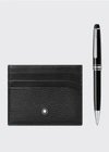 Montblanc Meisterstuck Platinum-coated Classique Ballpoint Pen And Soft Grain Leather Card Case Set
