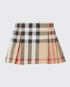 Burberry Girl's Anjelica Check-print Pleated Skirt In Archive Beige Ip