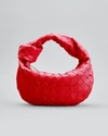 Bottega Veneta Jodie Mini Intrecciato Knot Hobo Bag In Dark Red