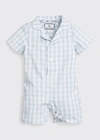 PETITE PLUME KID'S GINGHAM ROMPER W/ CONTRAST PIPING,PROD165840048