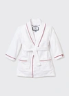 Petite Plume Babies' Kid's Solid Flannel Robe W/ Contrast Piping In White