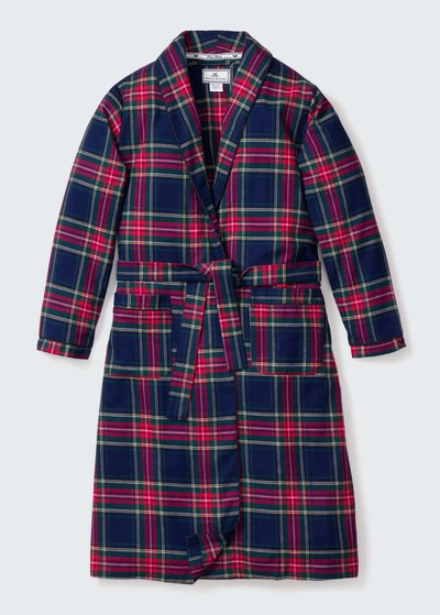 Petite Plume Unisex Windsor Tartan Robe - Little Kid, Big Kid In Navy