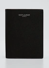 Saint Laurent Men's Ysl Pebbled Leather Wallet In Nero