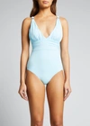 Melissa Odabash Panarea Shirred One-piece Swimsuit In Sky