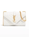 Saint Laurent Small Ysl Monogram Leather Satchel Bag In White