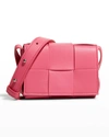 Bottega Veneta Mini Cassette Woven Crossbody Bag In Pink