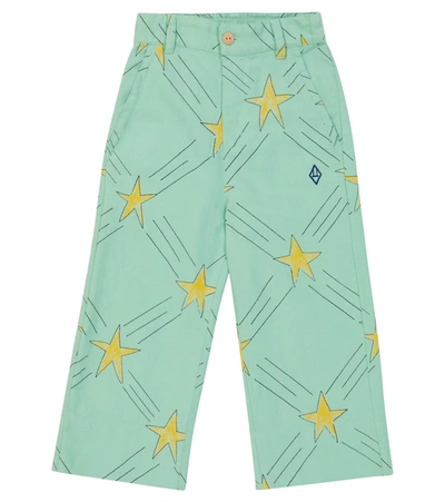 The Animals Observatory Kids' Colt Printed Cotton And Linen Pants In Blue