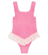 Hunza G Denise Crinkle Swimsuit In Bubblegum