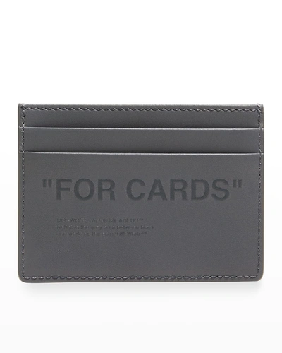 Off-white Men's Debossed Quote Card Case In Gray