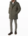 Andrew Marc Shelton Cool Touch Regular Fit Quilted Down Parka With Removable Shearling Trimmed Bib In Slate