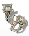 Lagos 18k Yellow Gold & Sterling Silver Glacier White Topaz Caviar Beaded Large Half Hoop Earrings In White Topaz
