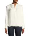 Zadig & Voltaire Tink V-neck Satin Long-sleeve Blouse In White