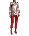 Valentino Metallic V-logo Print Neck-tie Blouse In Multi