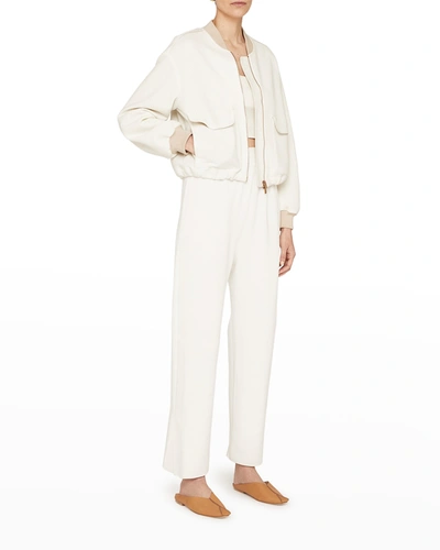 Agnona Crop Cashmere & Cotton Knit Bomber Jacket In Lana