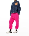 Loewe Leather-trimmed Two-tone Denim Jacket In Denim Blue