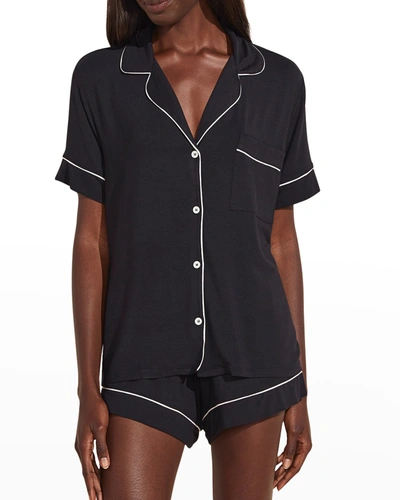 Eberjey Gisele Relaxed Short Pajama Set In Blacksorbet