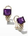 Lagos Glacier Two-tone 9x7mm Half Hoop Omega Clip Earrings In Purple/silver