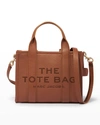The Marc Jacobs Traveler Mini Logo Leather Tote Bag In Argan Oil