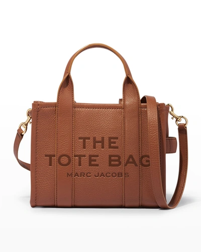 The Marc Jacobs Traveler Mini Logo Leather Tote Bag In Argan Oil