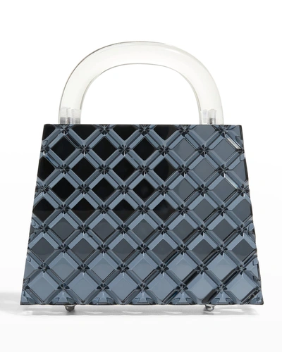 L'afshar Eva Diamond-cut Acrylic Top-handle Bag In Gray
