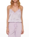 Cami Nyc The Racer Silk Charmeuse Camisole W/ Lace In Lavender