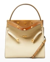 Tory Burch Lee Radziwill Pebbled Leather Double Bag In New Moon