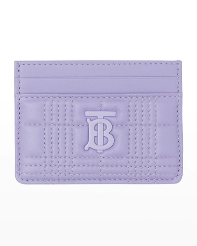 Burberry Lola Check-quilted Leather Card Case In Purple