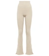 VICTORIA BECKHAM RIBBED-KNIT WOOL-BLEND FLARED PANTS,P00623905