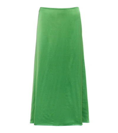 Victoria Beckham Satin Midi Skirt In Emerald