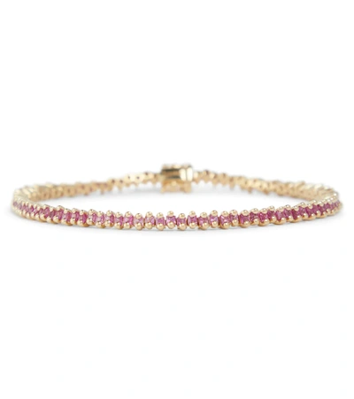 Suzanne Kalan 18kt Yellow Gold Bracelet With Sapphires In Pink