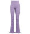 Rabanne Purple Space-dyed Ribbed Cotton Trousers In Mouline Ribs